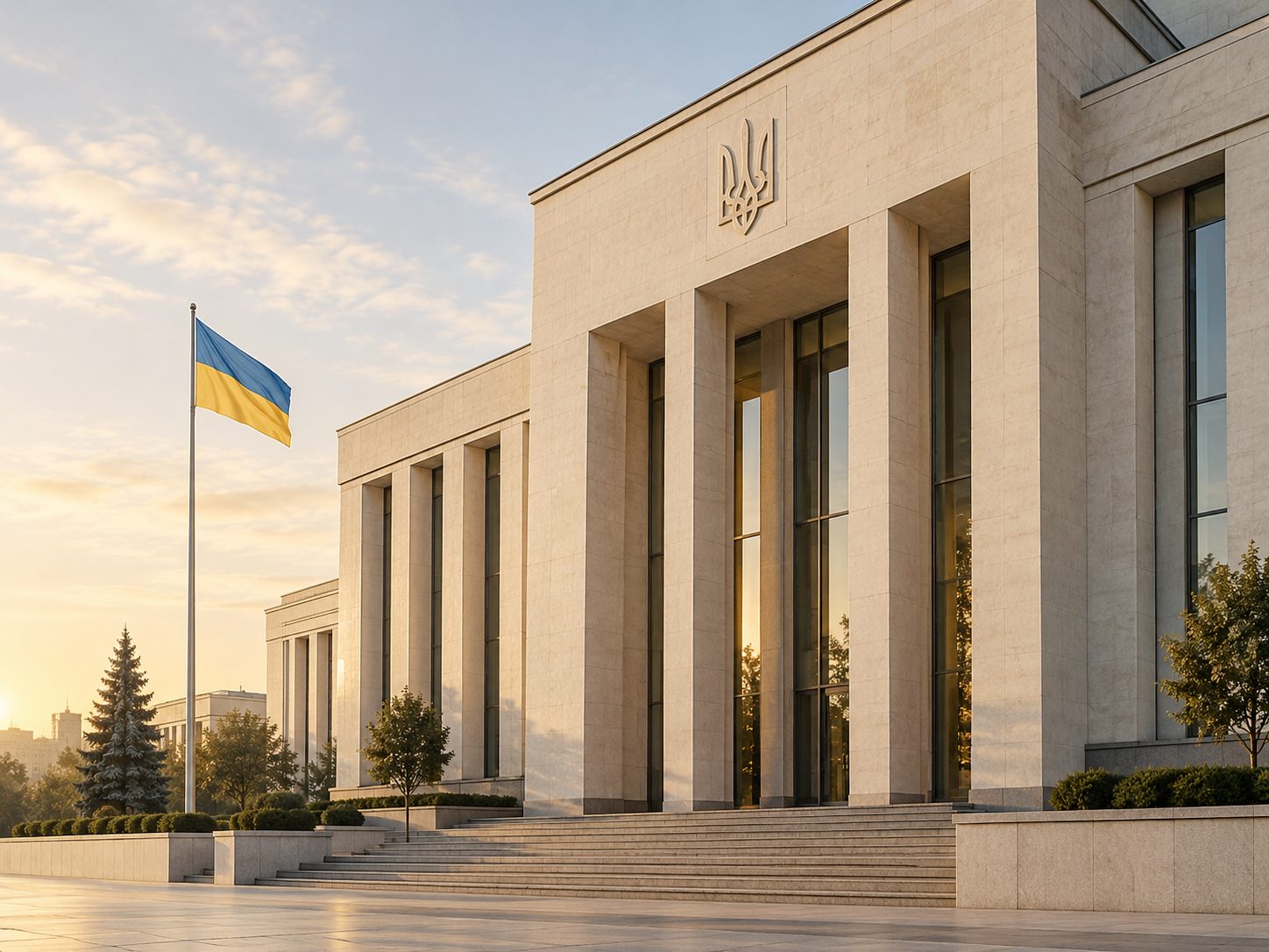 Будівля державної установи з прапором України